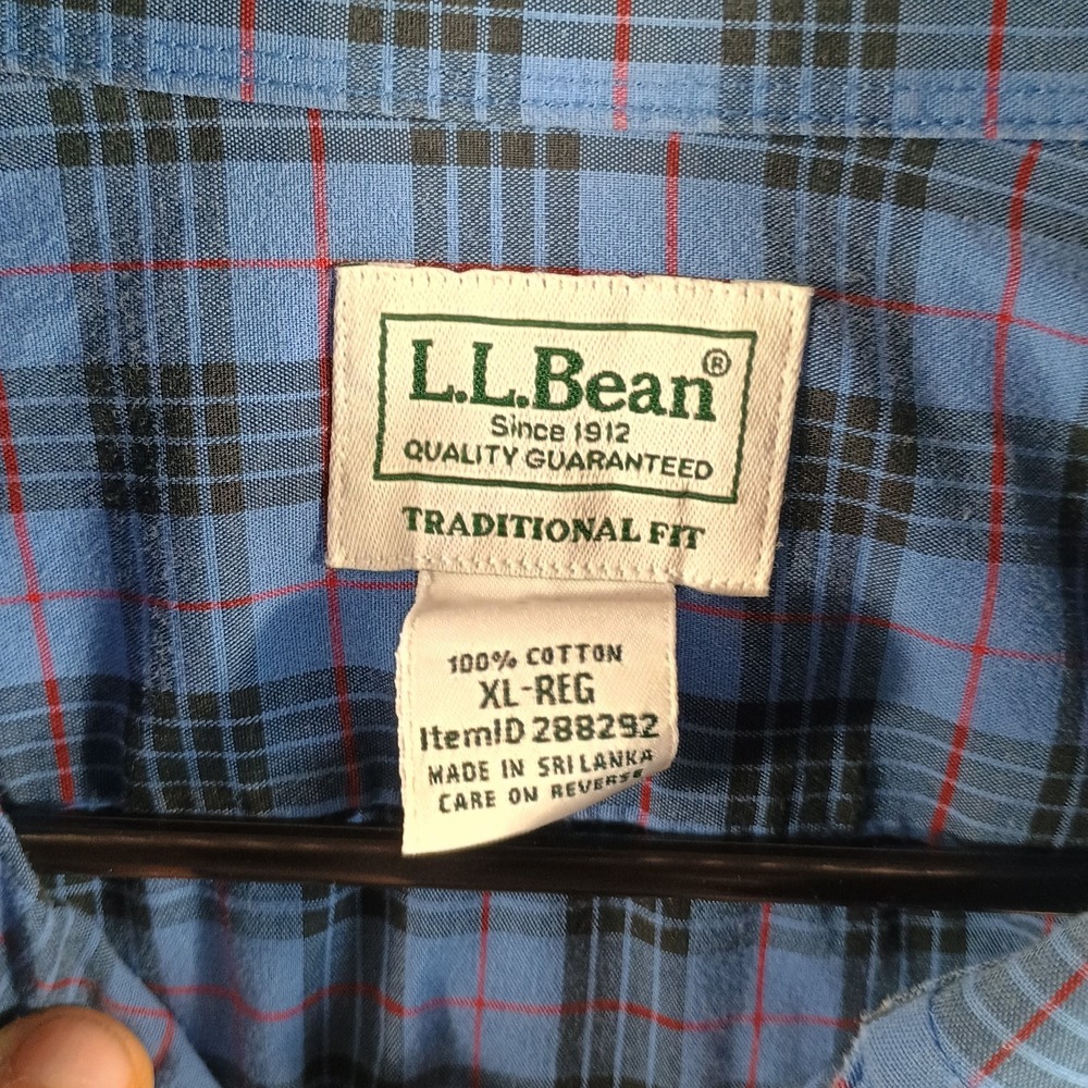 LL Bean Wrinkle-Free Kennebunk Sport Shirt Men XL Traditional Fit Check Blue Red - Picture 3 of 8
